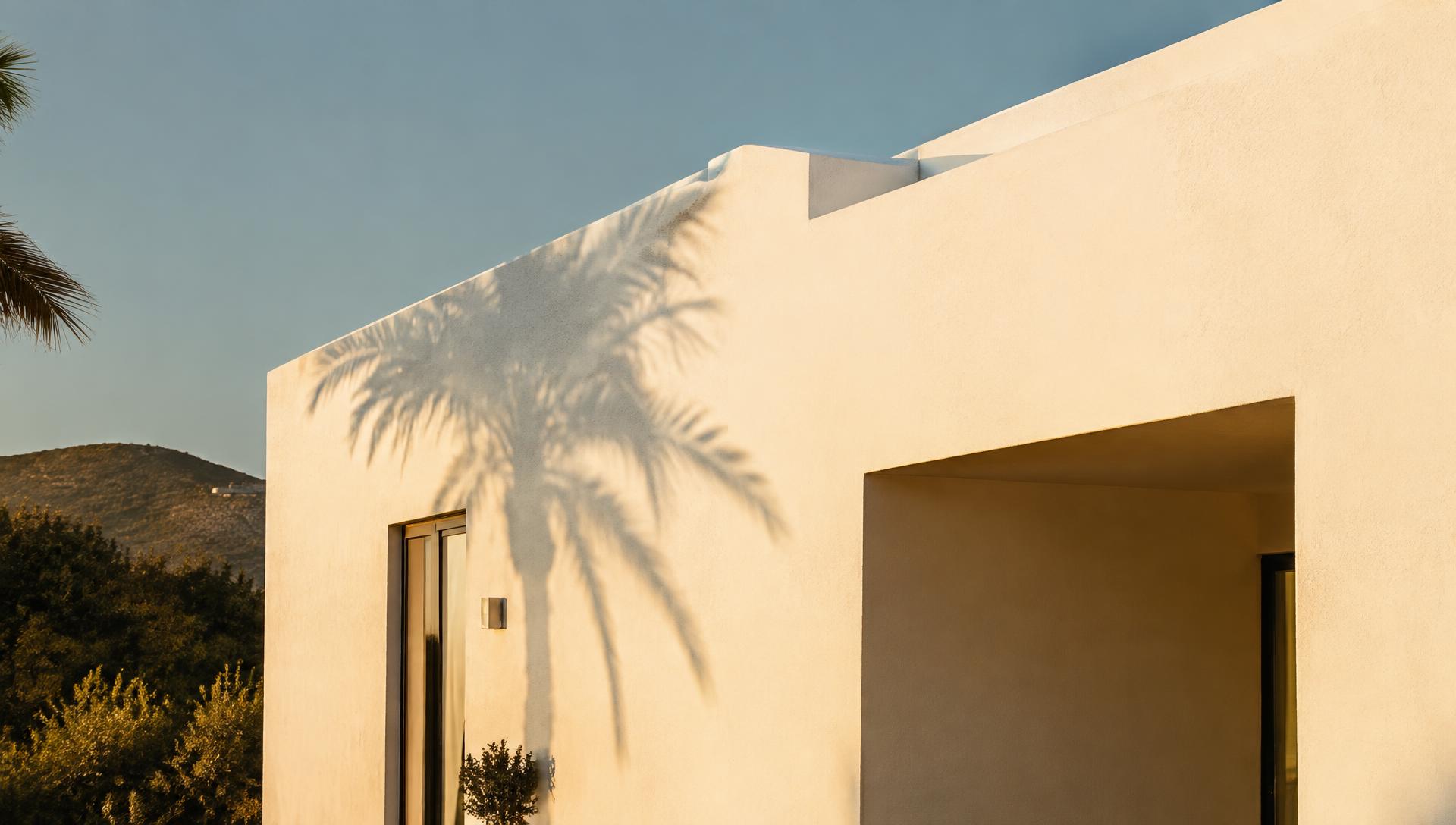 Arquitectura mediterránea contemporánea en Andalucía al atardecer